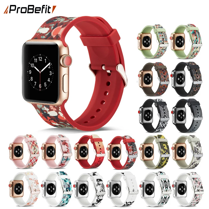 

ProBefit Colorful Soft Silicone Band for Apple Watch 38MM 42MM 40MM 44MM Rubber Wrist Bracelet Watch Strap for iWatch 5 3 2 4 1