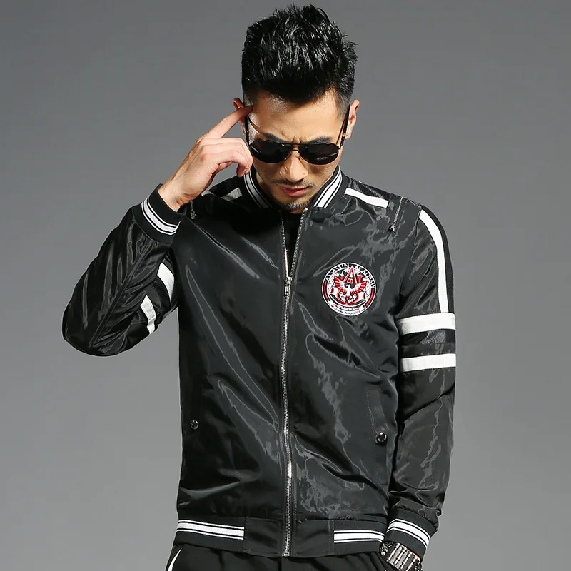 

2018 Winter Baseball Jackets Men Long Sleeve Thick Basic Men Jacket Coat Black White Lines Fashion Sportstyle Outerwear Man Coat