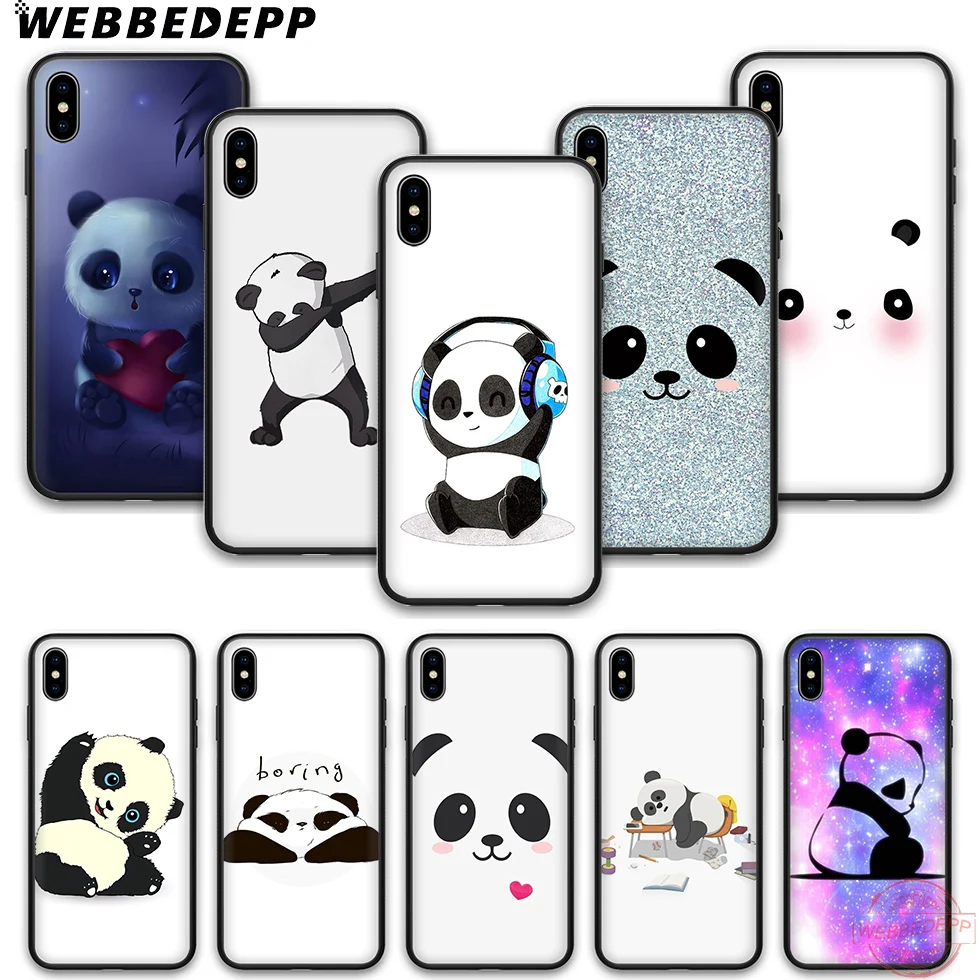 WEBBEDEPP panda soft silicone phone case for iPhone 5 6 7 8 Plus X XS XR Max.11 11peo 11proMax |