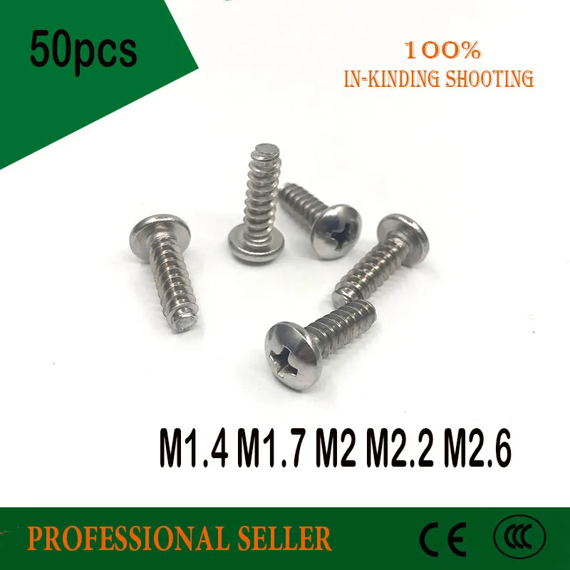 

M1.4 M1.7 M2 M2.2 M2.6 304 Stainless Steel Round Pan Head Flat Tail Self-tapping Phillipps Screw Bolt