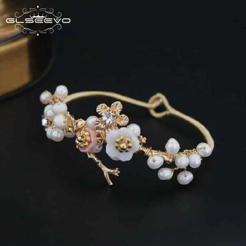 

GLSEEVO Natural Fresh Water Baroque Pearl Bracelet For Women Shell Flower Bracelets & Bangle Fine Jewelry Bracciali GB0051