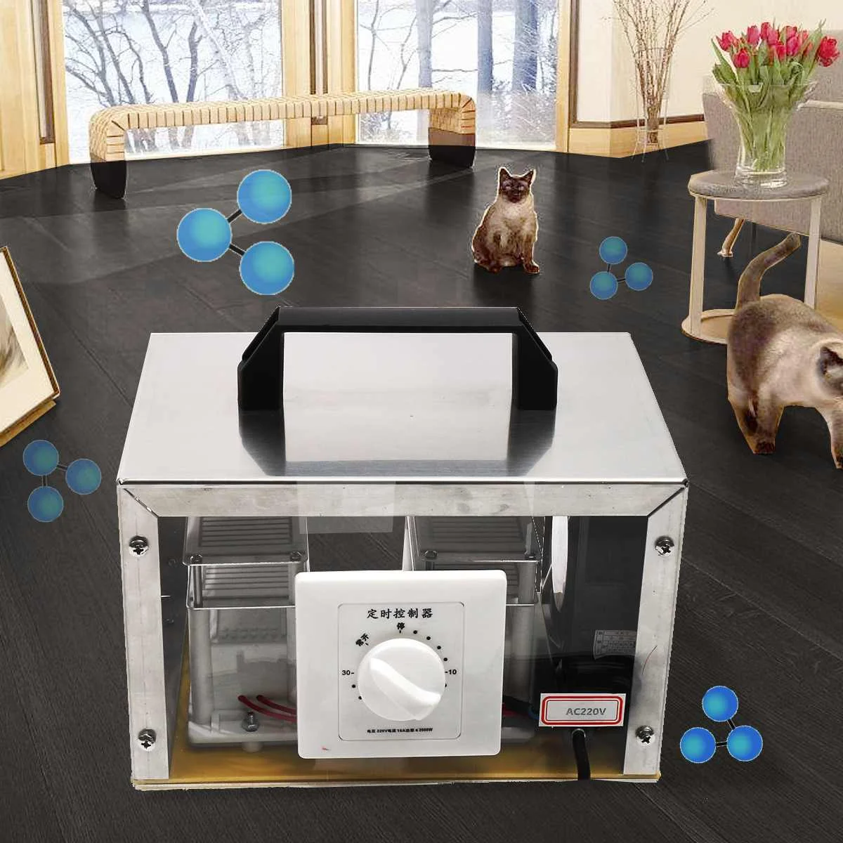 

20g/h 220V Air Ozone Generator Air Purifier Sterilizer Ozonator Portable Ozonizer Cleaner Sterilizer with Timing Switch