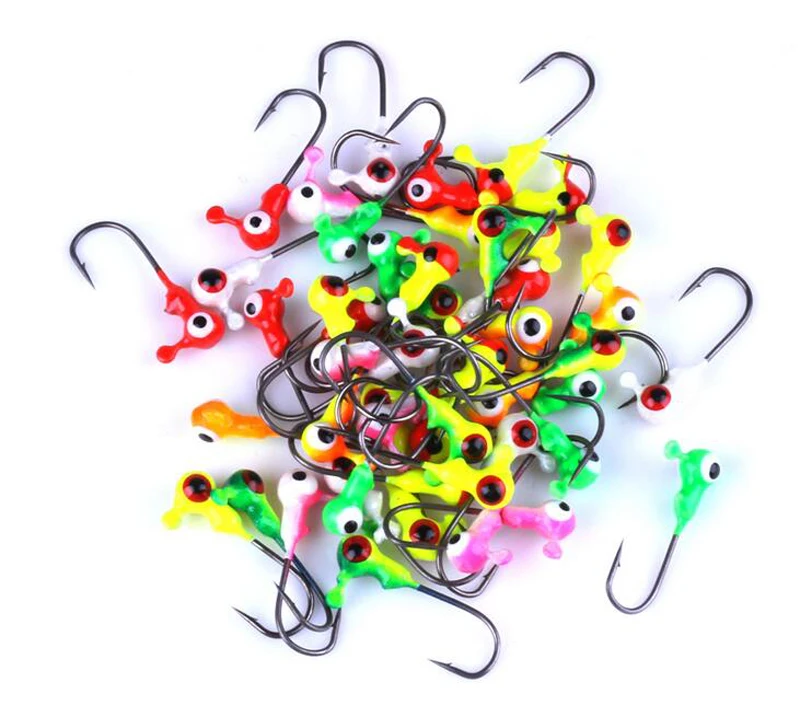 50 шт. наживка для зимней рыбалки 2,1 см 0,8 г мини металлическая свинцовая головка крючок для джигинга приманки Крючки снасти для подледной рыбалки