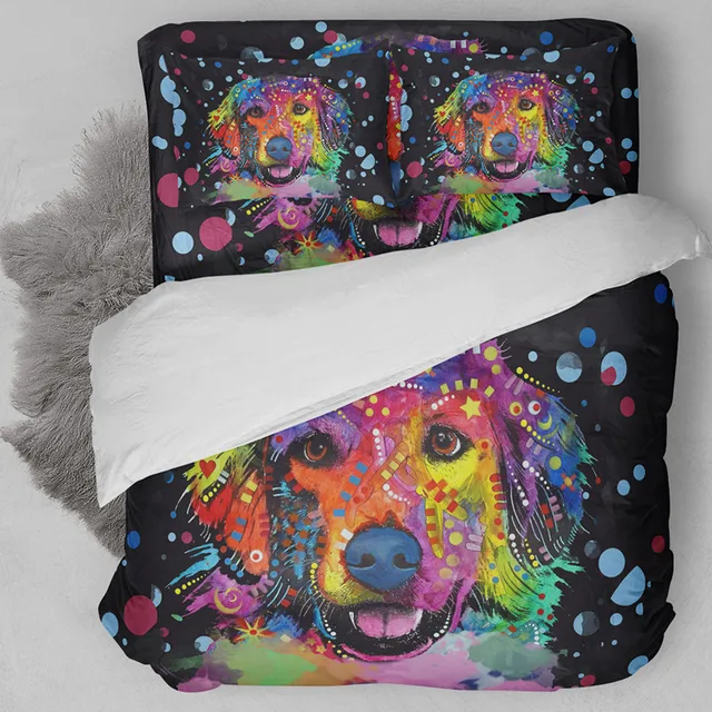 Fanaijia 3d dog Bedding Set Colorful dog Print Duvet Cover set with