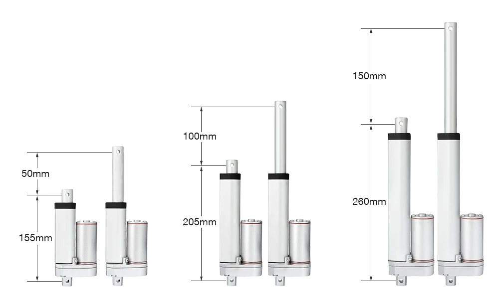 Electric Linear Actuator DC 12V 750N Progressive Electric Stroke Linear Actuator 50mm, 100mm, 150mm, 200mm, 250mm, 300mm