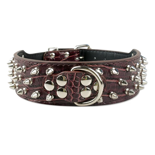 

Pet Dog Collar Leather Collars for Pitbull Spiked Studded Dogs Collars for Medium Large Pets Pit Bull Dog