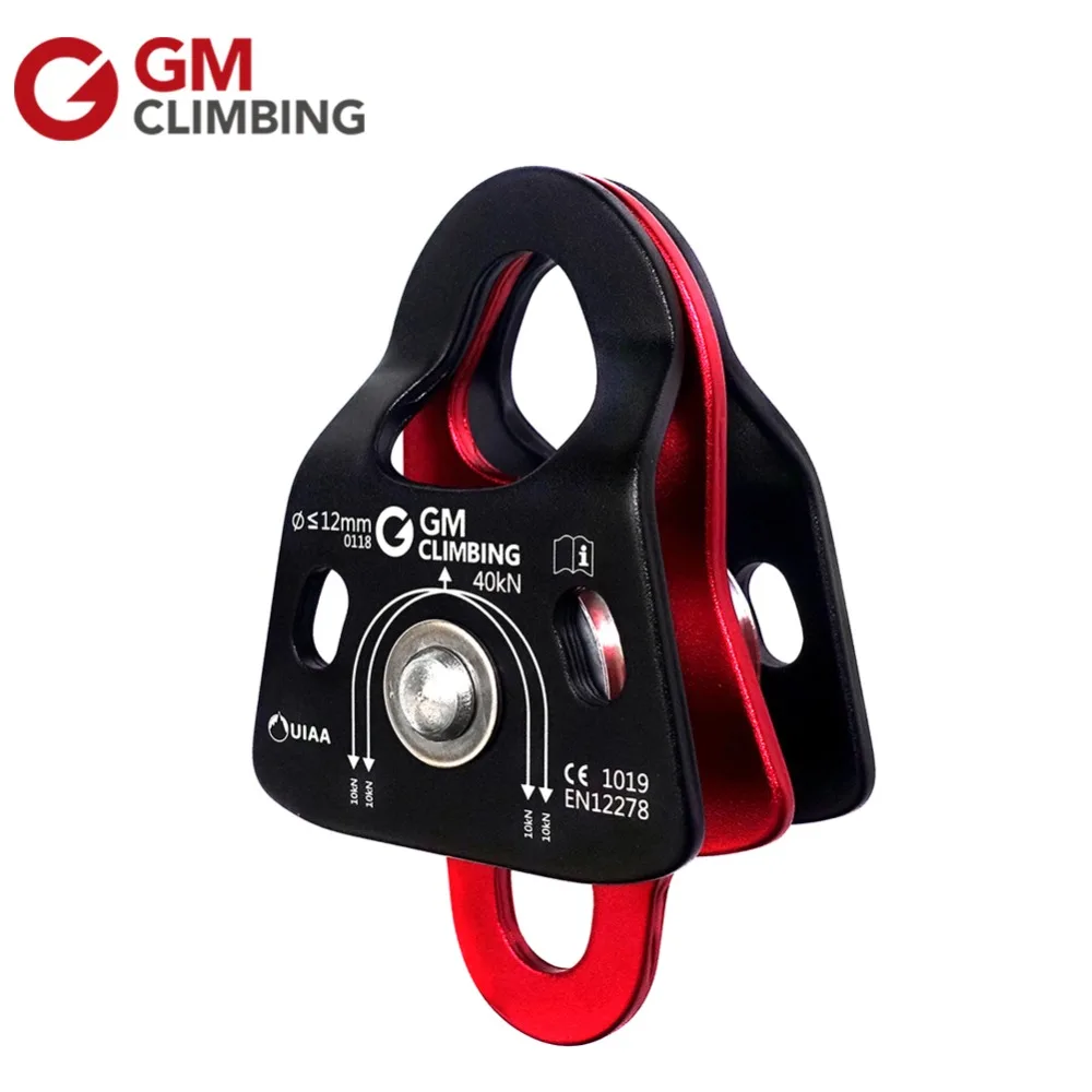

40kN Micro Climbing Pulley CE / UIAA Double Sheaves Ball Bearing Rope Pulley for Rescue Tree Climbing Mountaineering Equipment