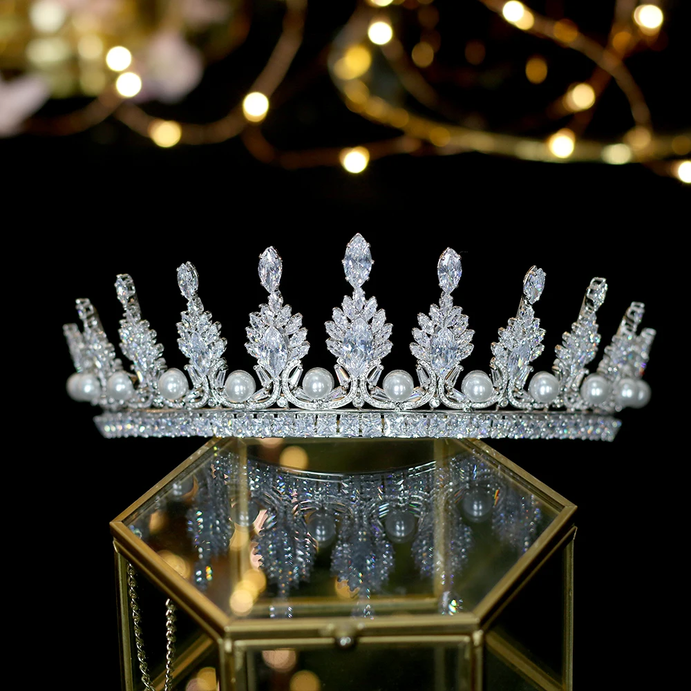 Brillante princesa простая тиара corona cristal perla accesorios para el cabello de la boda de plata banda para el cabello sombre