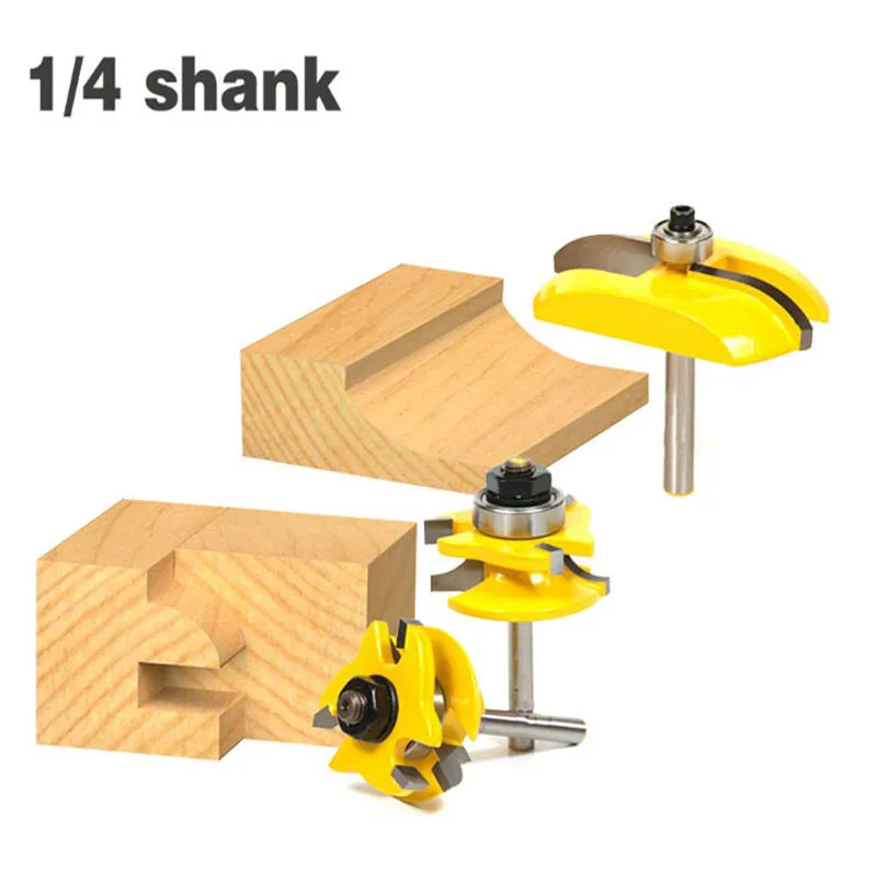 

3pcs/set 6.35mm 1/4" Shank Corner Round-Over Rail And Stile Wood Router Bit Tungsten Carbide Cutters For Wood Woodworking Tools