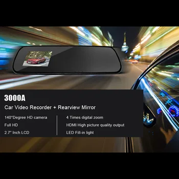 

2.7 Inch HD Dash Cam Video Recorder Rearview Mirror Car Camera DVR AVI Supported ME3L