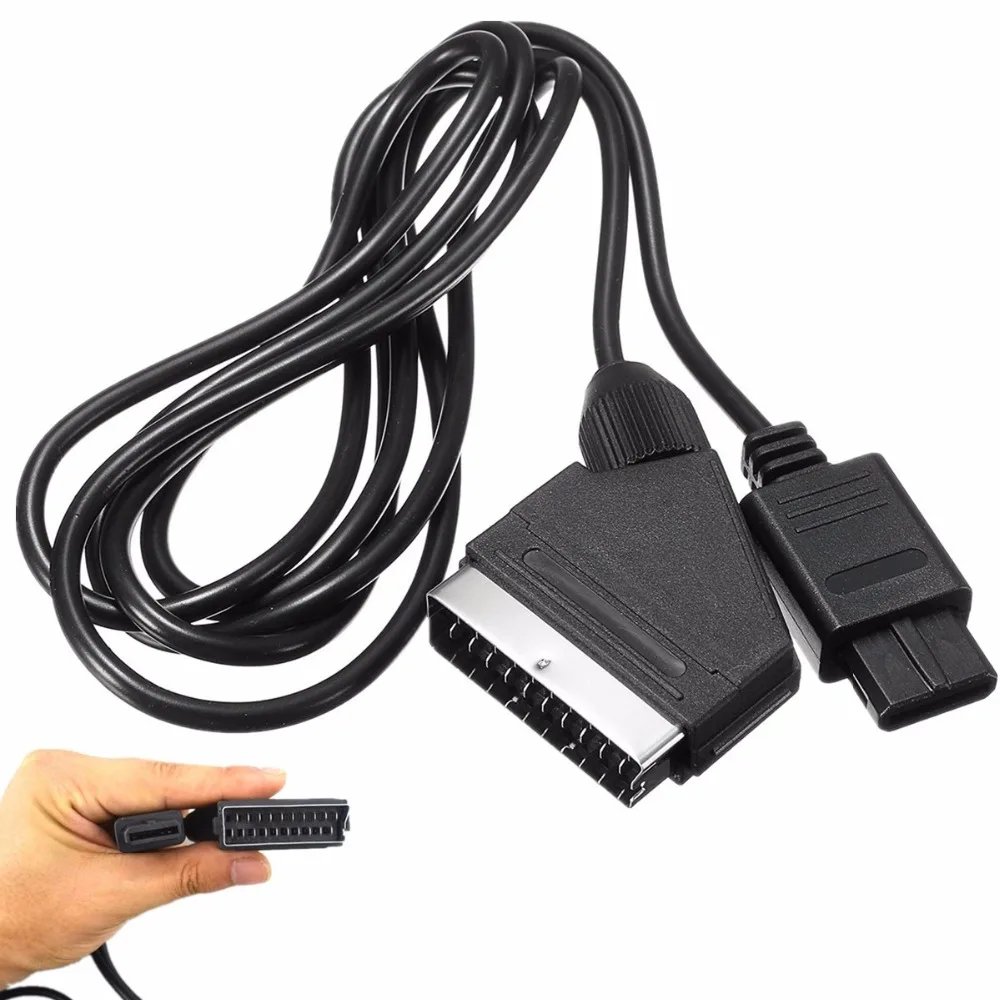 PVC RGB Scart видео AV кабель Ведущий игровой 1 8 м для PAL Super nasud N64 NGC SNES черный 2019