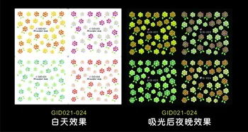 

4 PCS NAIL ART NOCTILUCENT NIGHT GLOWING NAIL STICKER WATER DECAL SLIDER 4 COLORS FLOWER DAISY WITH LEAF GID021-024