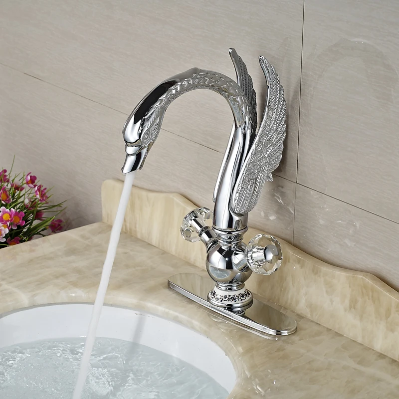 Luxury Swan Style Deck Mount Brass Basin Vanity Si...