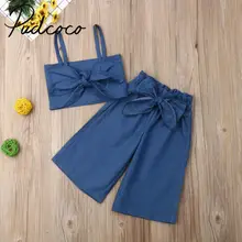 Kinder Baby mächen Kleidung armellose Weste Топы+ lange Hosen комплект пляжного костюма