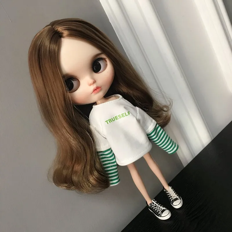 Blyth Кукла Одежда в полоску Повседневная футболка для azone ob24 ob27 pullip blyth кукла аксессуары Толстовка Одежда для куклы Барби 1/6