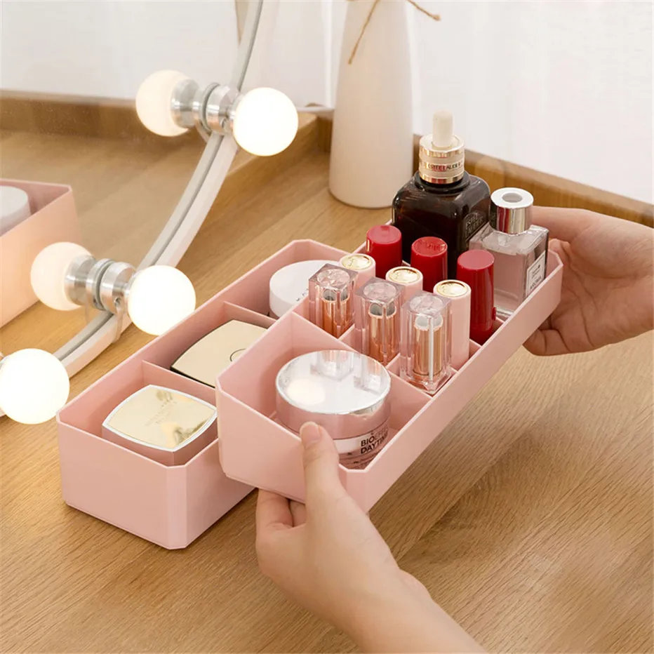 Cosmetic Storage Box Makeup Organizer Brush Lipstick Holder Desk Bathroom Make Up Organizer Display Case2