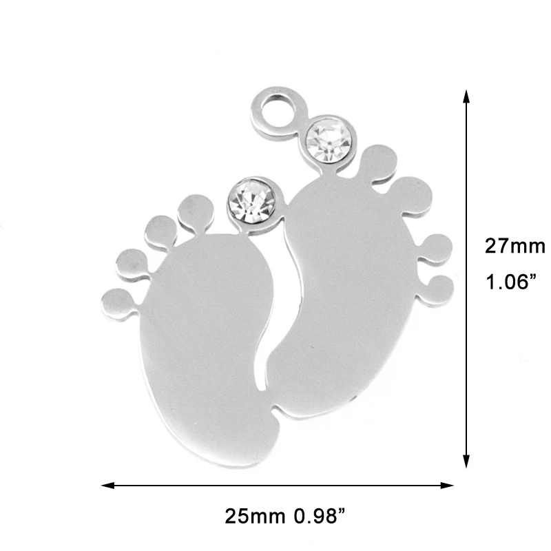 Детская Подвеска для ног из нержавеющей стали, очаровательные ножки для малышей, пустые металлические бирки с камнем рождения, индивидуализированные, полированные,, 50 шт