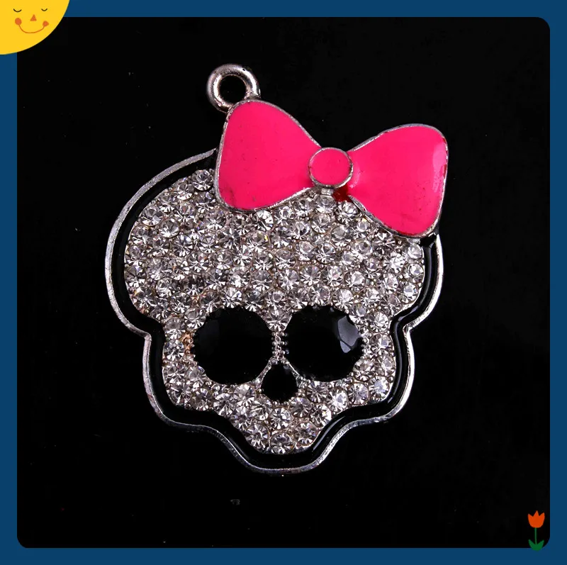 

OYKZA Halloween Fashion Jewelry 38mm 5pcs Zice Alloy Girl Ghosts Rhinestone Pendants for Chunky Beads Necklace Making