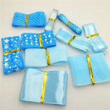 Lote de 10 yardas/lote de cintas de Organza impresas, mezcla azul, 10-40MM de ancho, adornos de boda y Navidad, accesorios para manualidades, G0142