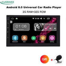 Funrover Android8.0 авто радио 4 ядра 7 дюймов 2DIN Универсальный Автомобильный нет dvd-плеер gps стерео аудио головное устройство Поддержка один din тире