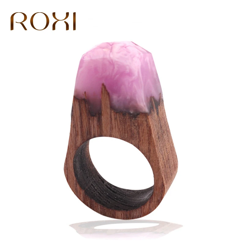 

ROXI Fashion Wood Ring Resin Candy Colored Round Finger Ring For Women Men Vintage Punk Style Party Rings Jewelry Anillos