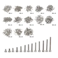100 шт. Метрическая резьба винта DIN912 M3 * 4/5/6/8/10/12/14/16/18/20/22/25/30 мм Нержавеющая сталь с шестигранной головкой Кепки винт болты