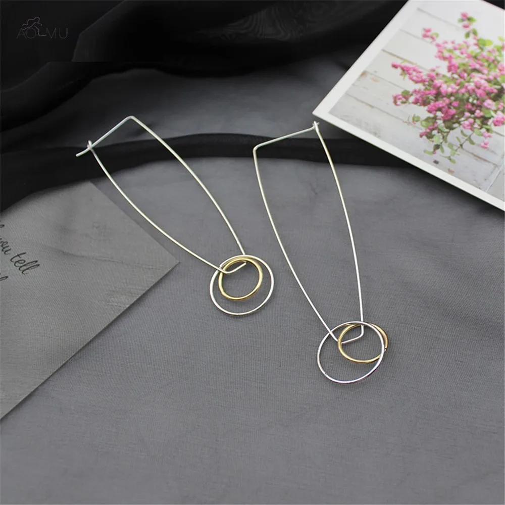 

AOMU New Korean Creative Multi-Layer Multi-Size Metal Hollow Circle Loop Hoop Earrings for Women Gifts Party Wedding Jewelry