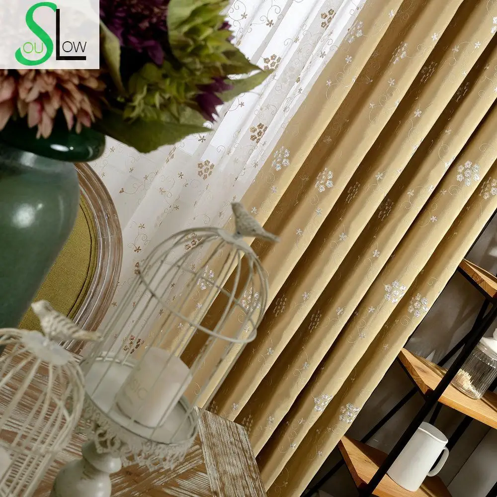 Buy Plum Blossom Embroidered Curtain With Pastoral