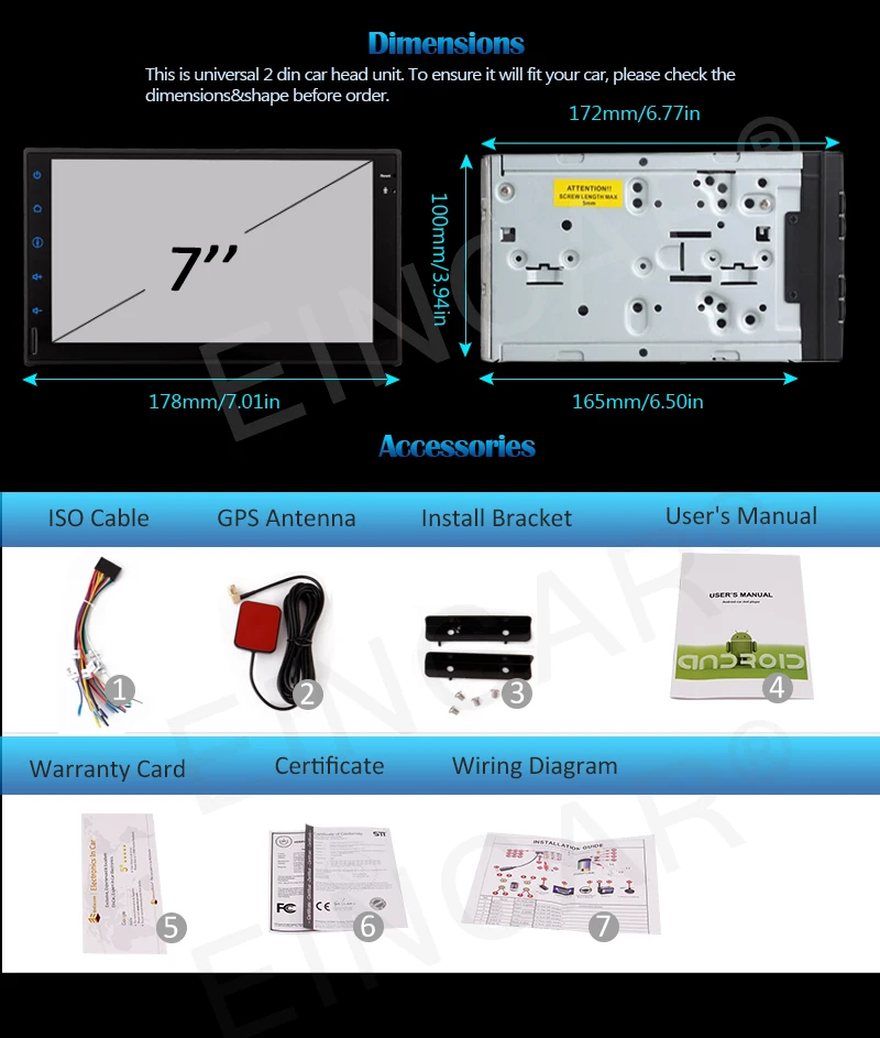 Flash Deal Android 6.0 Quad Core CPU Double Din Car Stereo GPS Navigation Headunit Bluetooth AM FM Radio 1080P Video Audio System Support 15