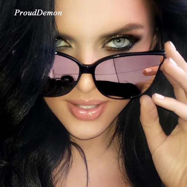 Women Luxury Flat Top Cat Eye Sunglasses Elegant Twin Beam oversized Sun glasses