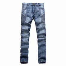 European Style Mens Designer Fashion Biker Jeans Male Stretch Slim Fit Blue Moto Jeans For Men Plus Size Motorcycle Denim Pants