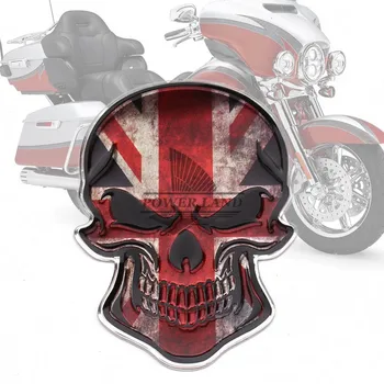 

Universal for Car Motorcycles Car Styling Refitting Aluminum Car Motorcycle The Union Flag Flag Skull Decal Sticker Badge Emblem