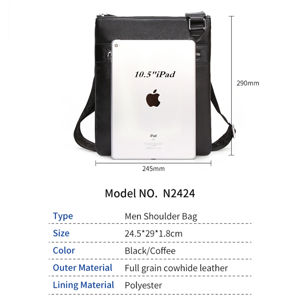 البيسون الجينز ماركة 100% أعلى البقر جلد طبيعي الذكور حقيبة crossbody حقيبة ضئيلة الكتف حقيبة سفر الأعمال باد 2424 و 2442