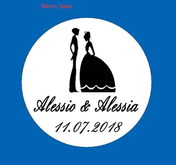 

150pcs 50mm Circle Customized Personalised Clear Transparent Sticker Silver Bride and Groom For Wedding Invitation Envelope Gift