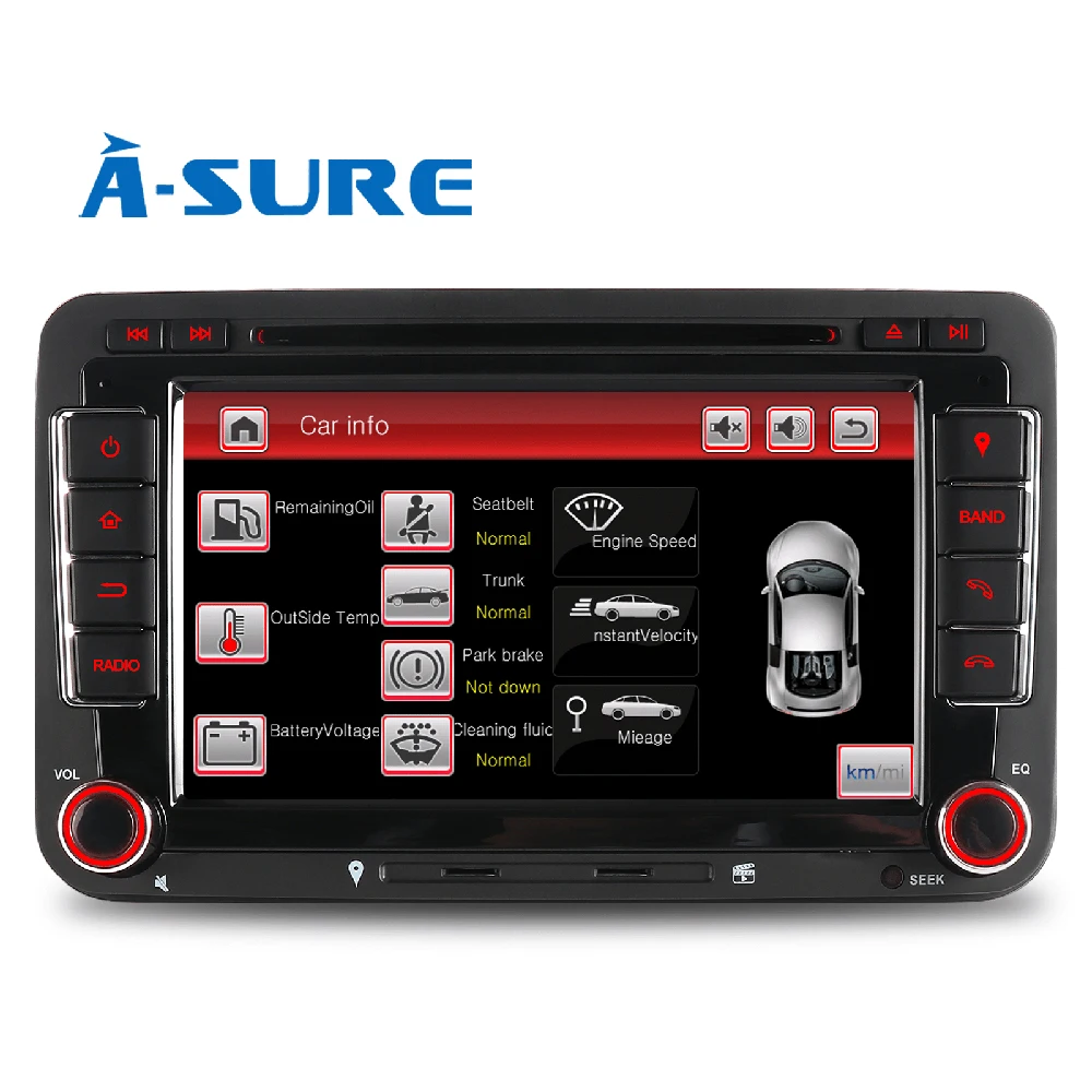 A-Sure 7 &quot2 Din Автомобильный мультимедийный плеер для VW GOLF 5 6 PASSAT Skoda T5 Polo V 6R Sharan TOURAN