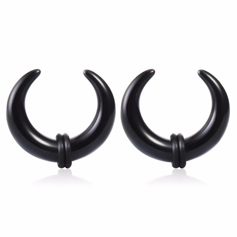 1pair Black Acrylic Piercings Ear Taper Gauges Expanders Earring Tunnel