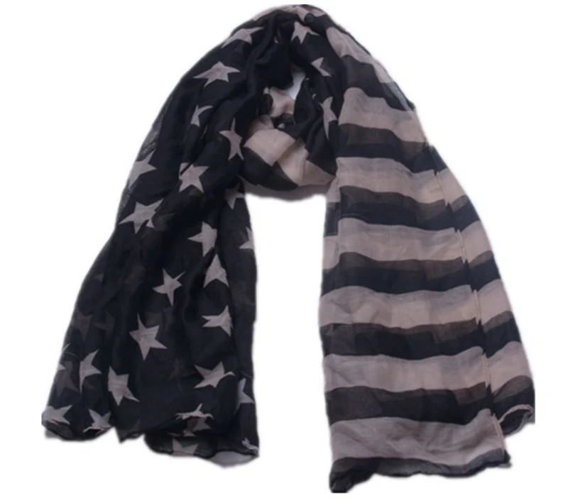 Free Shipping+Wholesale American Flag Scarf Vintage USA Flags Print Infinity Scarves Big Size ...