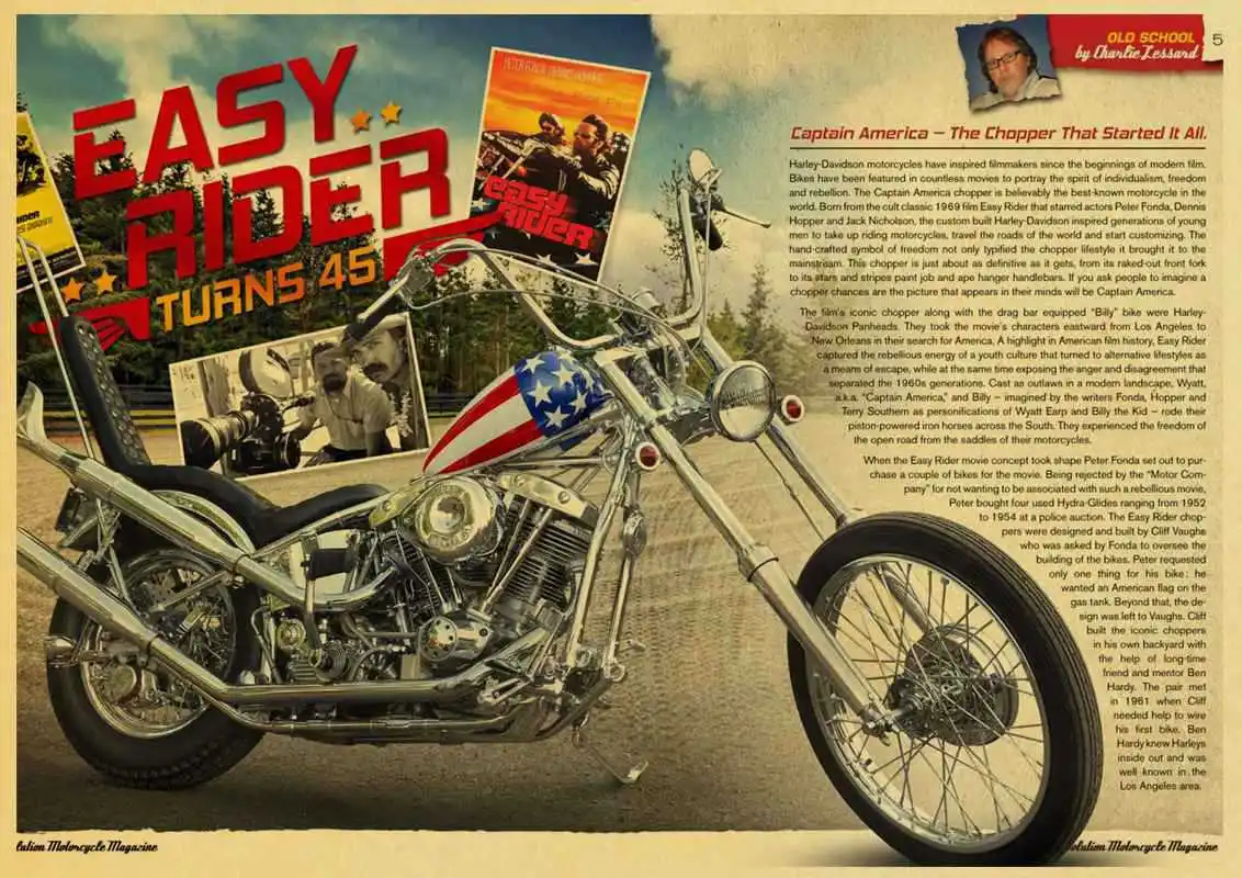 Фильм Easy Rider Плакат Украшение дома крафт-бумага Ретро плакат мотоцикл рисунок core наклейки на стену - Цвет: D83