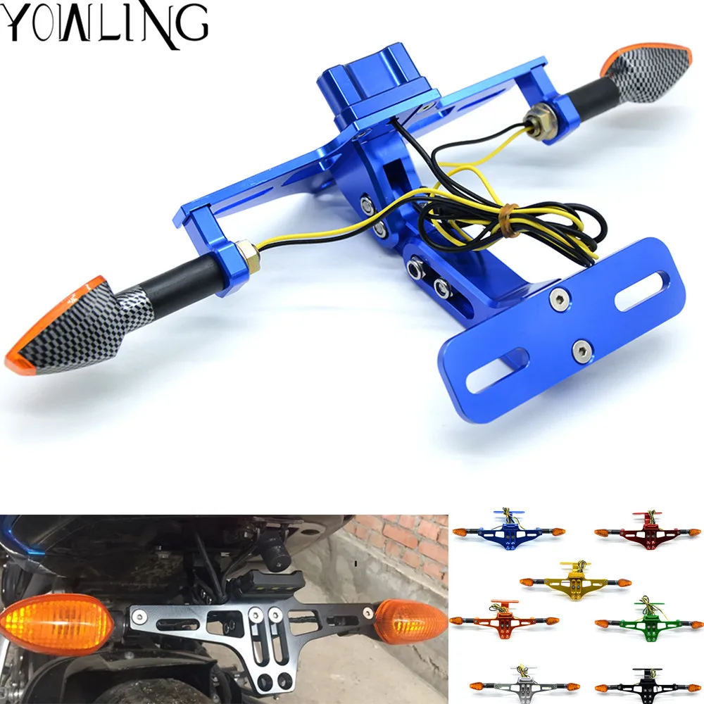Motorcycle Adjustable Angle License Number Plate Frame Holder Bracket for Honda Kawasaki Yamaha KTM Suzuki BMW Ducati