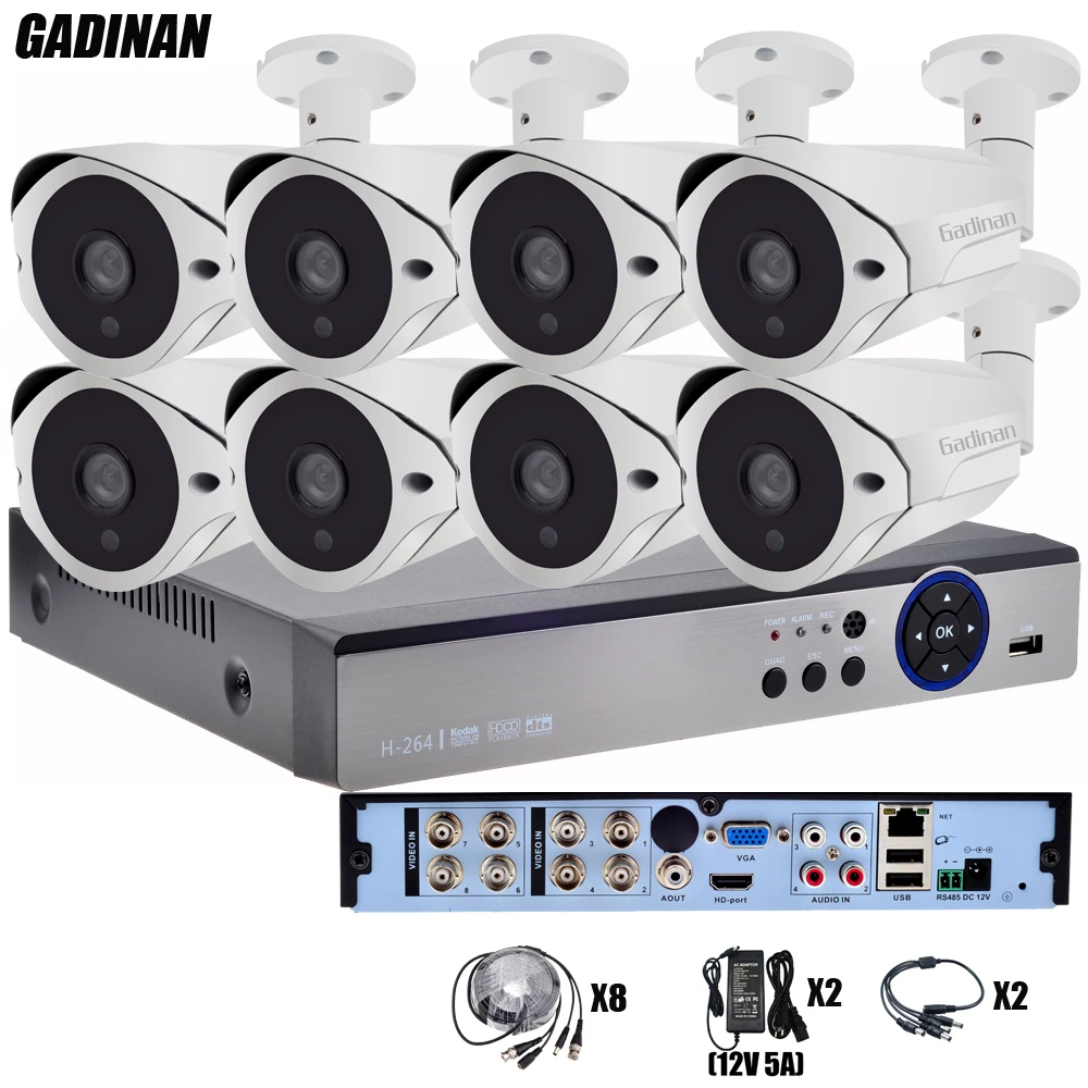 

GADINAN 8CH AHD CCTV System 4K HDMI AHD 8CH DVR 8PCS 3MP/4MP IR Outdoor Security Camera Surveillance System Kit AHD Camera Set