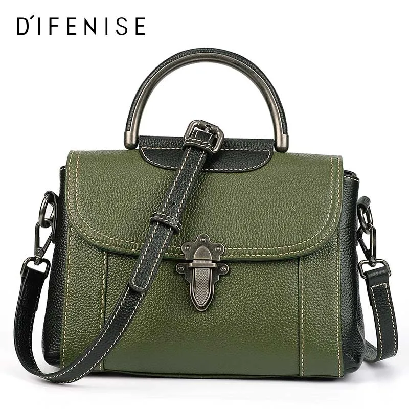 

Difenise Design 2018 Real Luxury Genuine Leather Women Handbags Totes Bags Vintage Style Saddle Shoulder Bags 3 Color Choose Bag