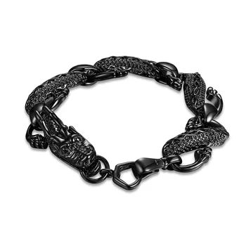 

Black Fire Dragon Beads Bracelets Men Vintage Halloween Jewelry Alloy Metal Bracelets & Bangles Homme Black Dragon Drop Shipping