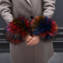 MIARA.L 2018 high quality sleeve cuff bracelet  faux fur hand ring sleeve fox fur winter female free shipping 