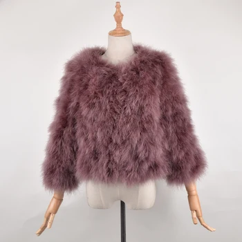 

New Arrival Female top selling fashion Real Ostrich Fur Coat Women handmade nature Turkey fur jacket