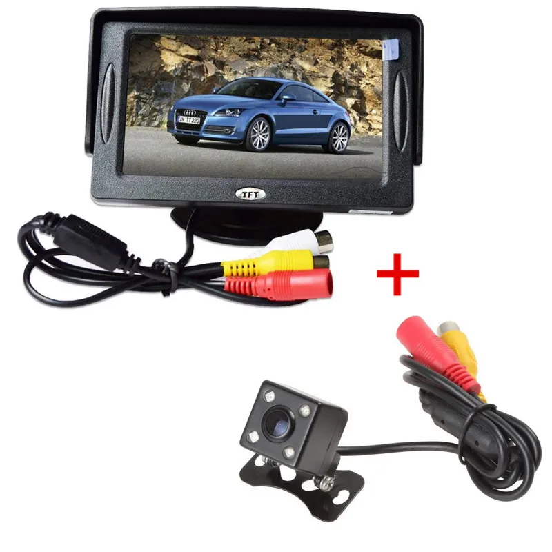 Цветной TFT ЖК-монитор XYCING 4,3 дюйма, 480x272 пикселей, Автомобильный солнцезащитный экран заднего вида для камеры заднего вида, DVD VCD - Цвет: Monitor and E314