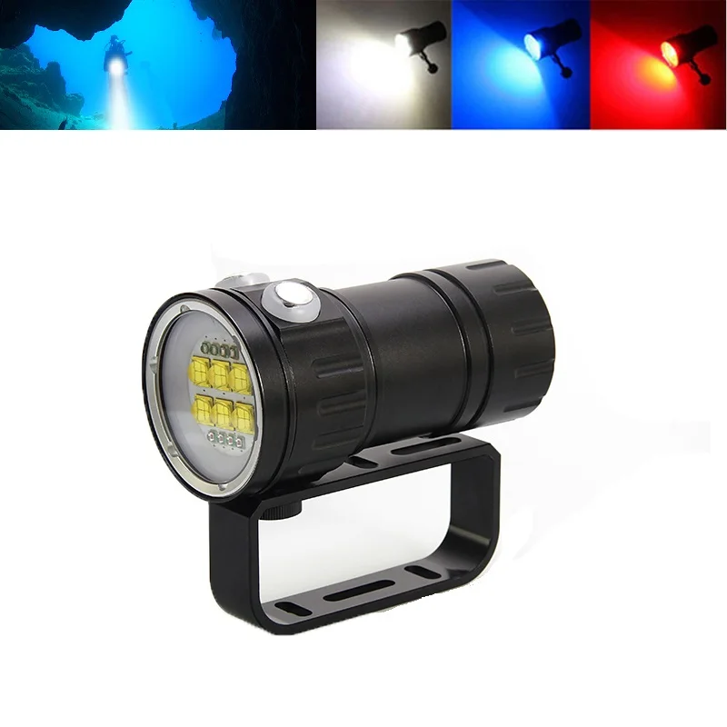 

IPX8 Waterproof Diving Photography Flashlight 6x XML L2+4x XPE Red+4x XPE Blue Led Light Underwater 80m Diver Camera Torch