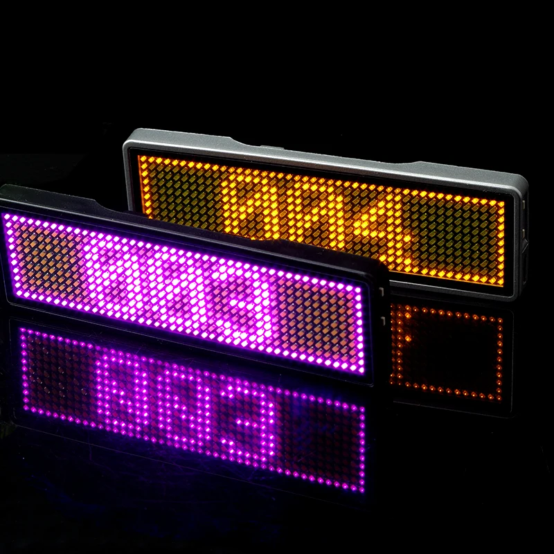 1pc LED Name Badge Reuseable Name Tag Rechargeable LED Business Card Screen with 44x11 Pixels USB Programming Digital (18)