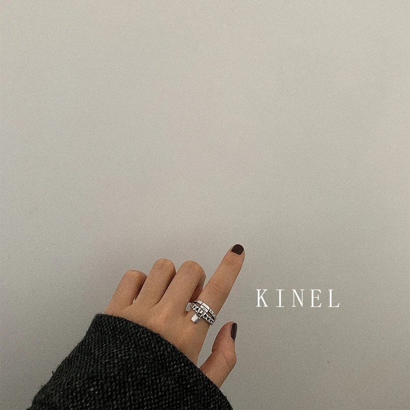 Кольцо Kinel из серебра 925 пробы с замком винтажное ювелирное изделие многослойным