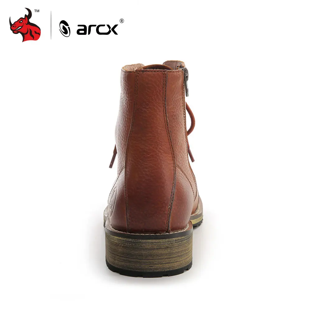 ARCX/мотоциклетные ботинки; кожаные ботинки для мотогонок; мужские дорожные ботинки; цвет кофе; ботинки для мотокросса в стиле ретро