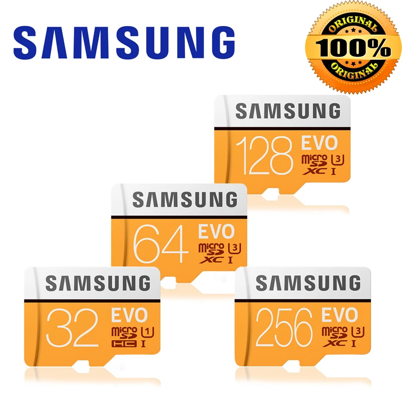 100% Оригинальные SAMSUNG Micro SD карта 32 ГБ 128 ГБ 256 ГБ u3 карты памяти EVO Plus 64 ГБ Class10 TF карты C10 95 МБ/с. MICRO SDXC UHS-1 4 К